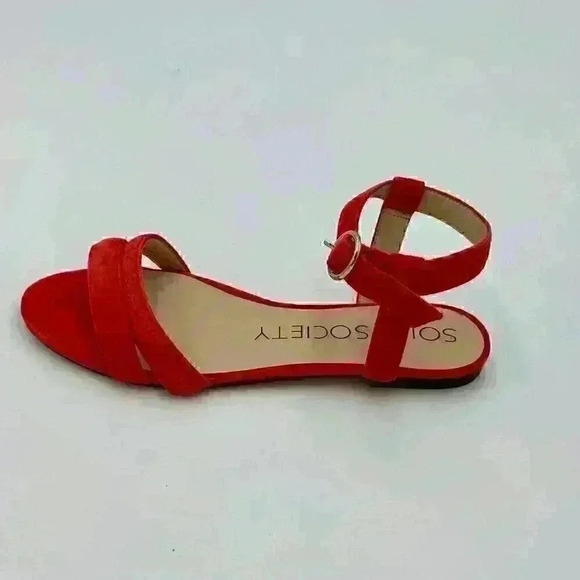 Like New Dark Orange Suede, Strappy, Adjustable Sandals, 6.5, Sole Society - Picture 5 of 8